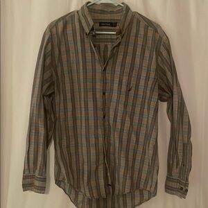 Nautica Blue and Beige Casual Button Down Shirt